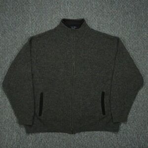 Pendleton Sweater Mens XXL Charcoal Gray Shetland Wool Full Zip Pockets 2XL